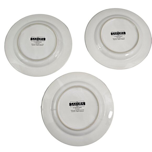 Sakura Glamour Girls Stoneware 8 1/4” Salad Luncheon Plates - Set of 3 - Picture 3 of 16